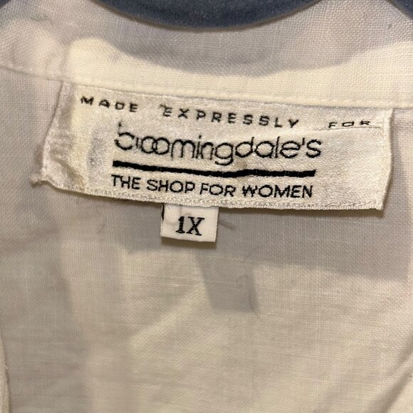 Bloomingdales WOMAN PLUS white LINEN Out of Africa Safari button down sh… - Picture 2 of 5